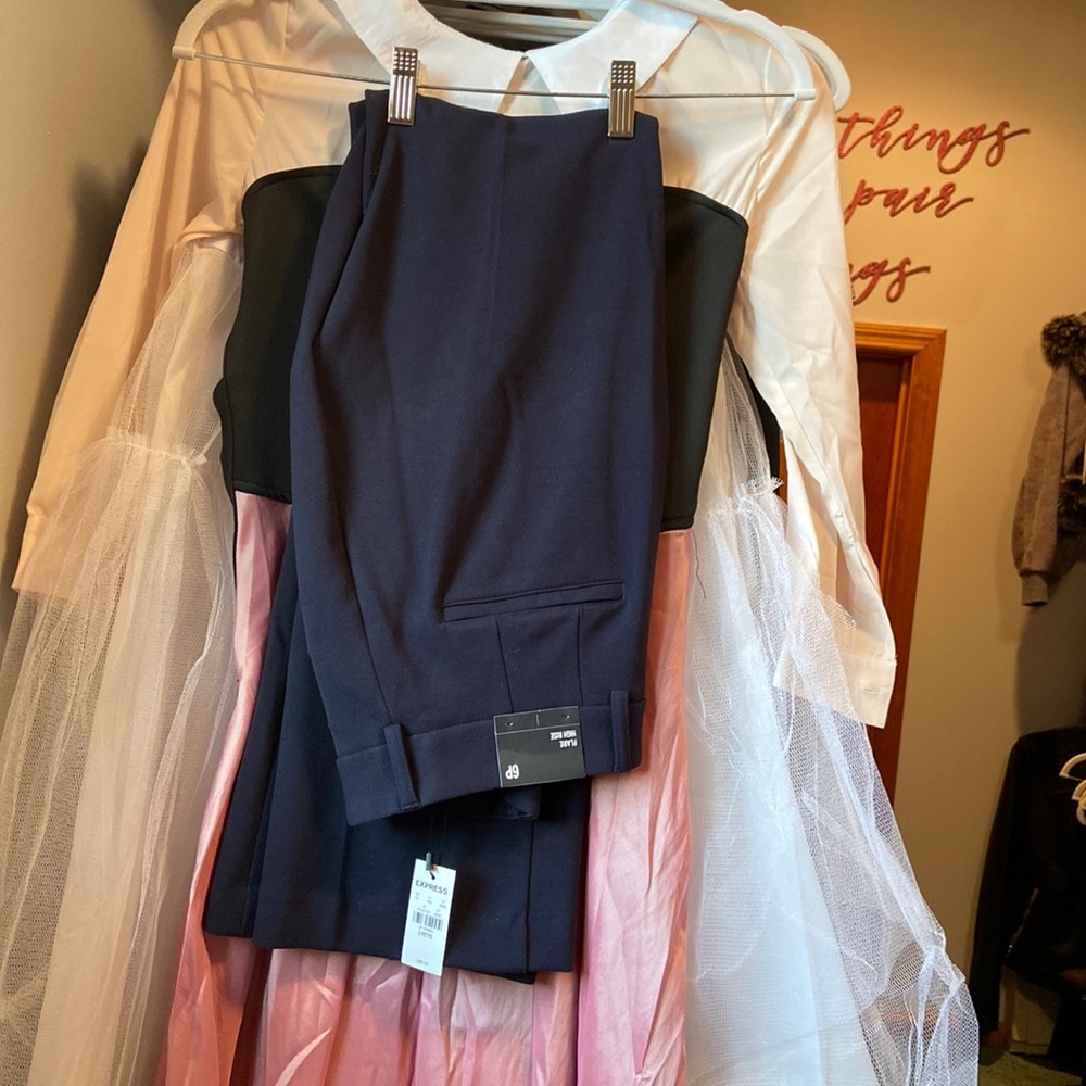 Express High Rise Navy Flare